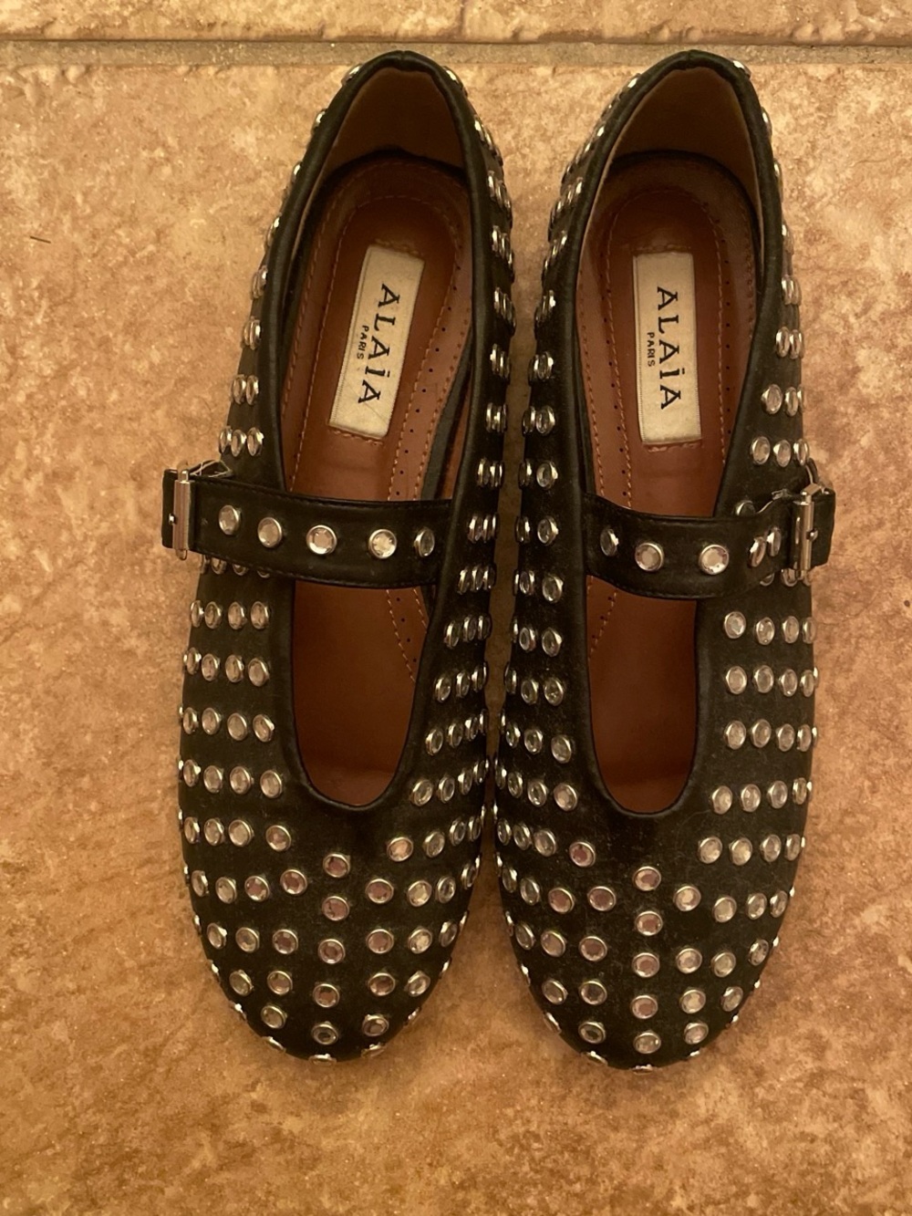 Alaia Black Studded Mary Jane Shoes